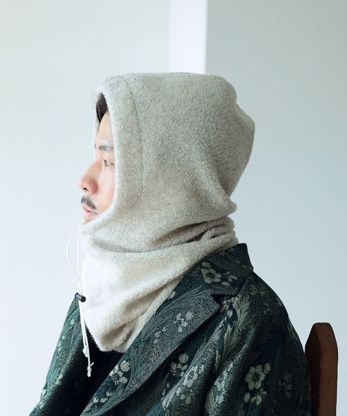 fennica（フェニカ）の「cableami / RECYCLE WOOL HOOD フード（ニットキャップ/ビーニー・メンズ・ブラック/ベージュ・ONE SIZE）」の11枚目の写真