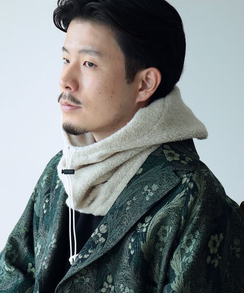 fennica（フェニカ）の「cableami / RECYCLE WOOL HOOD フード（ニットキャップ/ビーニー・メンズ・ブラック/ベージュ・ONE SIZE）」の12枚目の写真