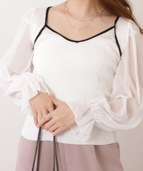 Lace Ladies(レースレディース)の「シフォンドッキングキャンディニットトップス(その他トップス・レディース・ホワイト/ブラック/アイボリー・FREE)」の6枚目の写真