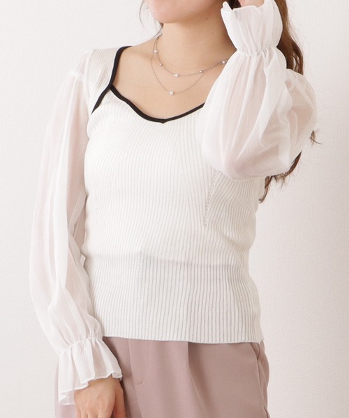 Lace Ladies(レースレディース)の「シフォンドッキングキャンディニットトップス(その他トップス・レディース・ホワイト/ブラック/アイボリー・FREE)」の8枚目の写真