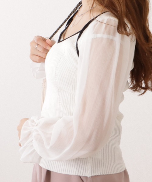 Lace Ladies(レースレディース)の「シフォンドッキングキャンディニットトップス(その他トップス・レディース・ホワイト/ブラック/アイボリー・FREE)」の9枚目の写真