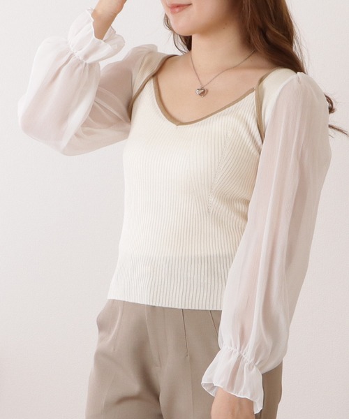 Lace Ladies(レースレディース)の「シフォンドッキングキャンディニットトップス(その他トップス・レディース・ホワイト/ブラック/アイボリー・FREE)」の13枚目の写真