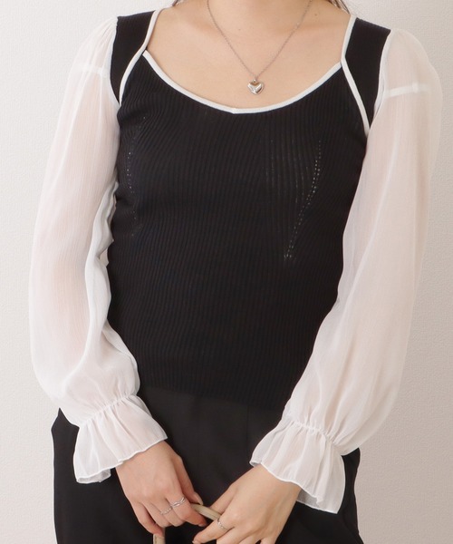 Lace Ladies(レースレディース)の「シフォンドッキングキャンディニットトップス(その他トップス・レディース・ホワイト/ブラック/アイボリー・FREE)」の16枚目の写真