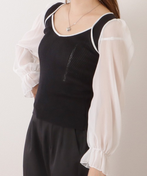 Lace Ladies(レースレディース)の「シフォンドッキングキャンディニットトップス(その他トップス・レディース・ホワイト/ブラック/アイボリー・FREE)」の18枚目の写真