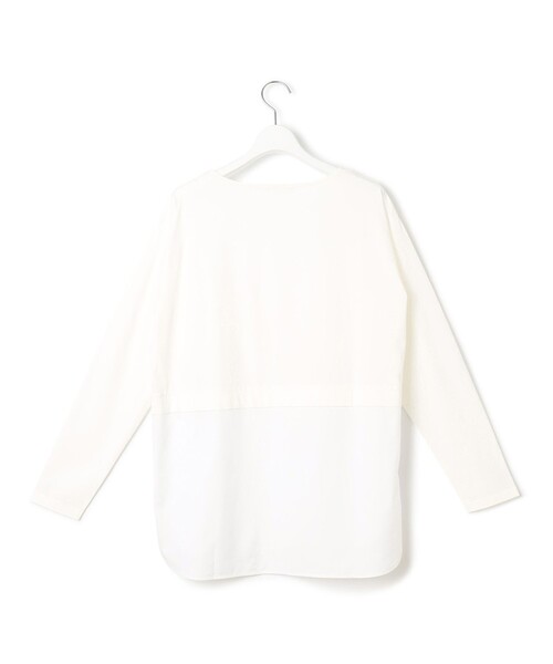 23区 L(ニジュウサンクオオキイサイズ)の「【洗える】コットンベアジャージーコンビ カットソー(Tシャツ/カットソー・レディース・ホワイト系・48/44/46)」の18枚目の写真