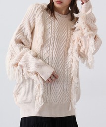 RE730(A[C[ZuT[eB[)Cute fringe wide knit sweater / tWjbgZ[^[(jbg/Z[^[)
