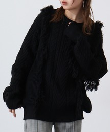 Cute fringe wide knit sweater / 可愛いフリンジニットセーター