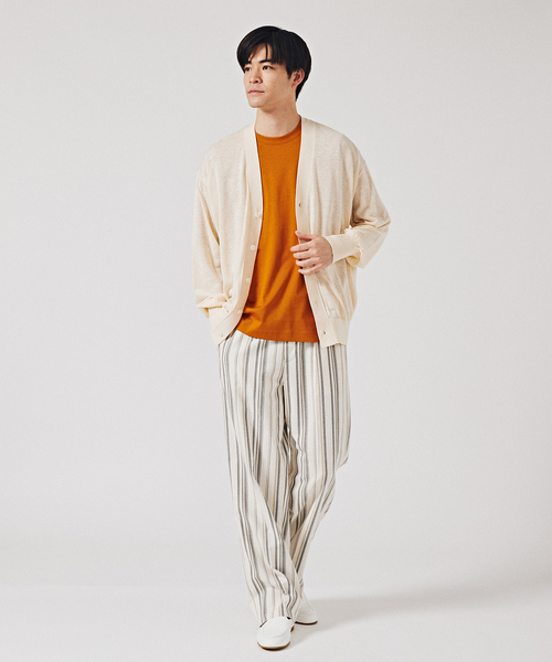 EDIFICE LA BOUCLE（エディフィスラブークル）の「【LA BOUCLE / ラブークル】シルク/リネン ビッグカーディガン（カーディガン/ボレロ・メンズ・ラベンダー/アイボリー/サックスブルー/ブラウン/グレー・2/3）」の10枚目の写真