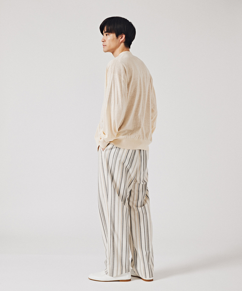 EDIFICE LA BOUCLE（エディフィスラブークル）の「【LA BOUCLE / ラブークル】シルク/リネン ビッグカーディガン（カーディガン/ボレロ・メンズ・ラベンダー/アイボリー/サックスブルー/ブラウン/グレー・2/3）」の12枚目の写真