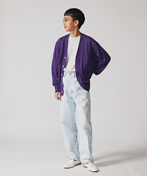 EDIFICE LA BOUCLE（エディフィスラブークル）の「【LA BOUCLE / ラブークル】シルク/リネン ビッグカーディガン（カーディガン/ボレロ・メンズ・ラベンダー/アイボリー/サックスブルー/ブラウン/グレー・2/3）」の16枚目の写真