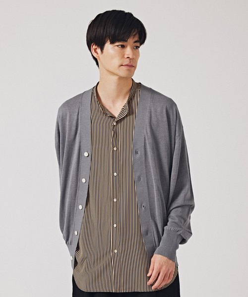 EDIFICE LA BOUCLE（エディフィスラブークル）の「【LA BOUCLE / ラブークル】シルク/リネン ビッグカーディガン（カーディガン/ボレロ・メンズ・ラベンダー/アイボリー/サックスブルー/ブラウン/グレー・2/3）」の17枚目の写真