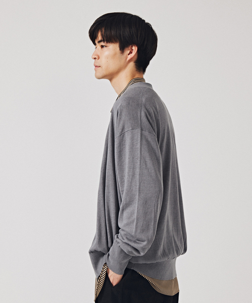 EDIFICE LA BOUCLE（エディフィスラブークル）の「【LA BOUCLE / ラブークル】シルク/リネン ビッグカーディガン（カーディガン/ボレロ・メンズ・ラベンダー/アイボリー/サックスブルー/ブラウン/グレー・2/3）」の19枚目の写真