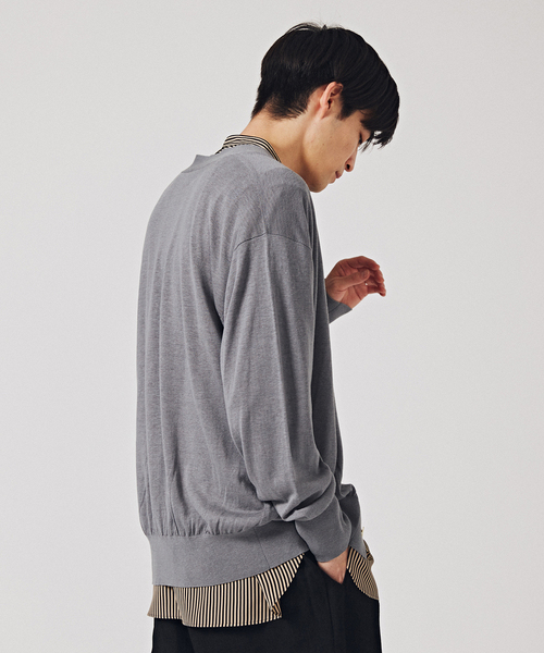 EDIFICE LA BOUCLE（エディフィスラブークル）の「【LA BOUCLE / ラブークル】シルク/リネン ビッグカーディガン（カーディガン/ボレロ・メンズ・ラベンダー/アイボリー/サックスブルー/ブラウン/グレー・2/3）」の20枚目の写真