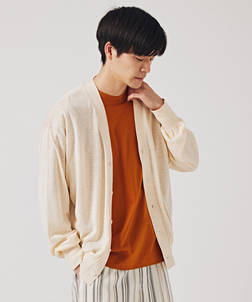 EDIFICE LA BOUCLE（エディフィスラブークル）の「【LA BOUCLE / ラブークル】シルク/リネン ビッグカーディガン（カーディガン/ボレロ・メンズ・ラベンダー/アイボリー/サックスブルー/ブラウン/グレー・2/3）」の22枚目の写真