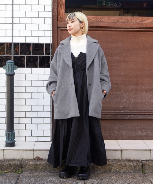 w closet(ダブルクローゼット)の「シャギーコート(ダウンジャケット/コート・レディース・グレー/アイボリー/チェック・FREE)」の16枚目の写真
