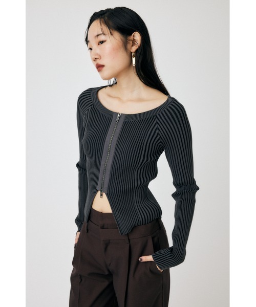 MOUSSY（マウジー）の「ZIP UP RIB トップス（ニット/セーター