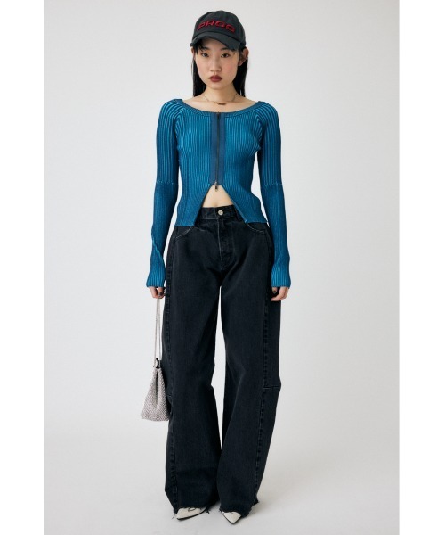 MOUSSY（マウジー）の「ZIP UP RIB トップス（ニット/セーター