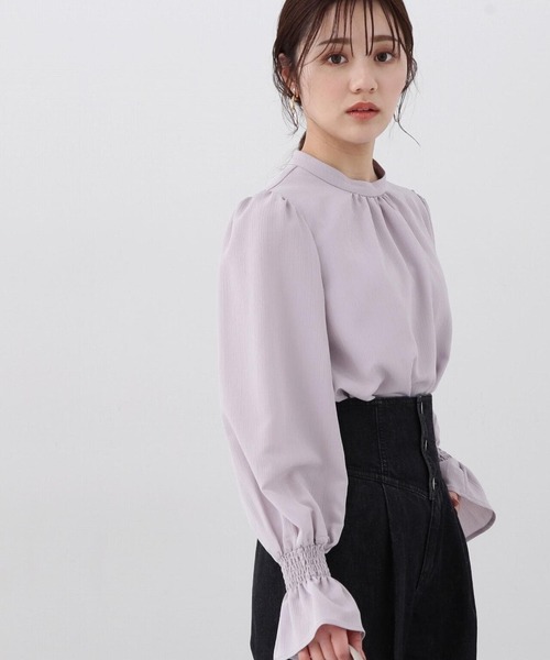 スタンドネック楊柳ブラウス ♡ プロポーション ボディドレッシング PROPORTION BODY DRESSING（プロポーションボディドレッシング