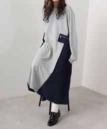 A.N.L サイドプリーツ裏毛ワンピース