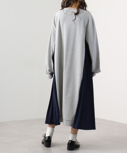 A.N.L（エーエヌエル　レーベル）の「A.N.L サイドプリーツ裏毛ワンピース（ワンピース・レディース・ブラック/グレー・38）」の10枚目の写真