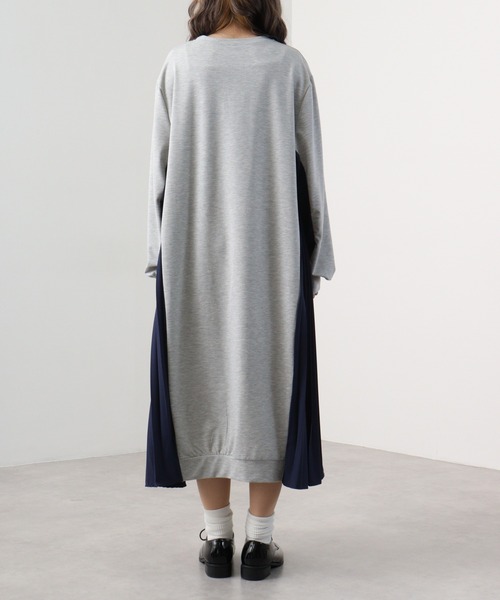 A.N.L（エーエヌエル　レーベル）の「A.N.L サイドプリーツ裏毛ワンピース（ワンピース・レディース・ブラック/グレー・38）」の14枚目の写真
