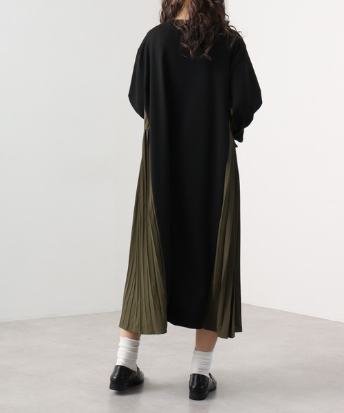 A.N.L（エーエヌエル　レーベル）の「A.N.L サイドプリーツ裏毛ワンピース（ワンピース・レディース・ブラック/グレー・38）」の5枚目の写真