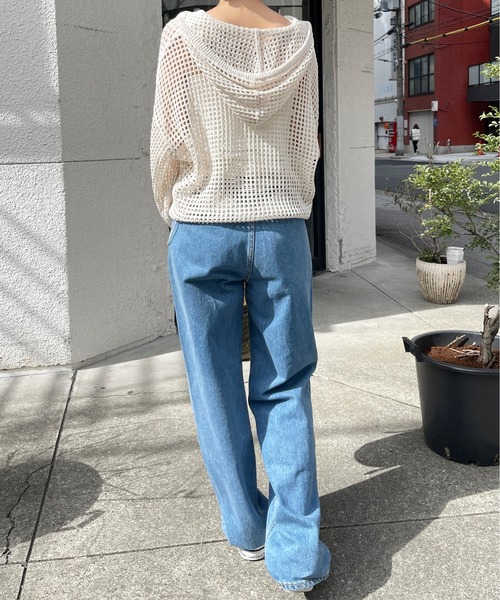 Meli rich（メリーリッチ）の「フード付きメッシュニットプルオーバー（ニット/セーター・レディース・モカ/オフホワイト/ブルー/ブラック・MEDIUM）」の22枚目の写真