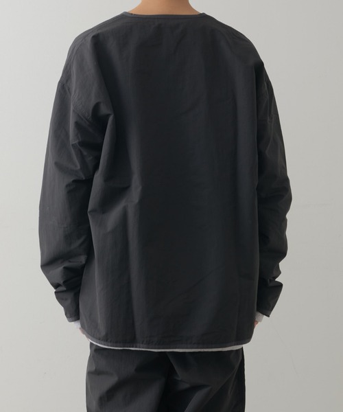 CIAOPANIC TYPY（チャオパニックティピー）の「ナイロンノーカラーシャツジャケット(セットアップ対応)（ナイロンジャケット・メンズ・ライトグレー/ブラック・MEDIUM/LARGE）」の10枚目の写真