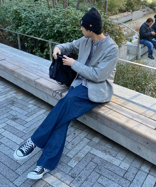 CIAOPANIC TYPY（チャオパニックティピー）の「ナイロンノーカラーシャツジャケット(セットアップ対応)（ナイロンジャケット・メンズ・ライトグレー/ブラック・MEDIUM/LARGE）」の6枚目の写真