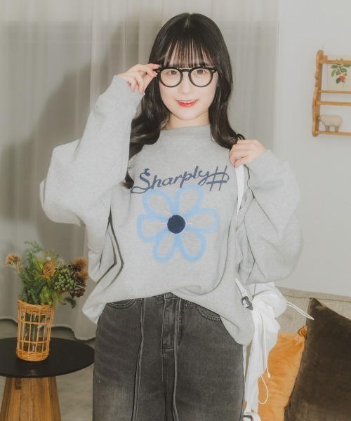 nemne store（ネンネストア）の「【Sharply ♯ / Flutter ♭コラボ】《低身長サイズ/メンズサイズあり》サガラ刺繍裏毛スウェット（スウェット・レディース・ネイビー/オートミール・SMALL/MEDIUM/LARGE）」の5枚目の写真