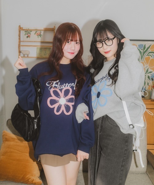 nemne store（ネンネストア）の「【Sharply ♯ / Flutter ♭コラボ】《低身長サイズ/メンズサイズあり》サガラ刺繍裏毛スウェット（スウェット・レディース・ネイビー/オートミール・SMALL/MEDIUM/LARGE）」の12枚目の写真