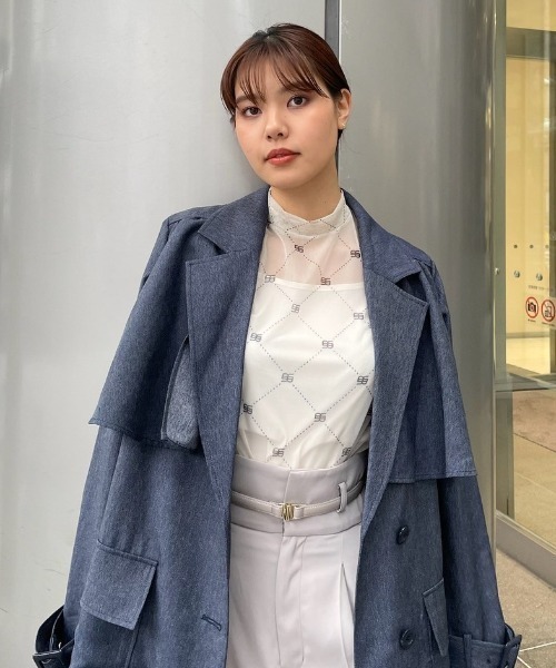 rienda（リエンダ）の「【WEB限定】シアーチュールトップス 春服（Tシャツ/カットソー・レディース・アイボリー/ブラック・FREE）」の2枚目の写真