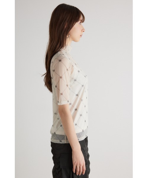 rienda（リエンダ）の「【WEB限定】シアーチュールトップス 春服（Tシャツ/カットソー・レディース・アイボリー/ブラック・FREE）」の12枚目の写真