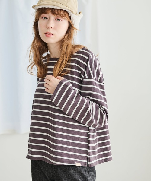 Crisp(クリスプ)の「ボートネックボーダーTシャツ(Tシャツ/カットソー・レディース・グリーン/ピンク/チャコール/ブラック・FREE)」の20枚目の写真