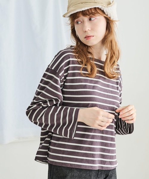 Crisp(クリスプ)の「ボートネックボーダーTシャツ(Tシャツ/カットソー・レディース・グリーン/ピンク/チャコール/ブラック・FREE)」の21枚目の写真