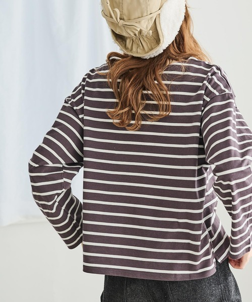 Crisp(クリスプ)の「ボートネックボーダーTシャツ(Tシャツ/カットソー・レディース・グリーン/ピンク/チャコール/ブラック・FREE)」の22枚目の写真