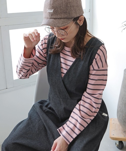 Crisp(クリスプ)の「ボートネックボーダーTシャツ(Tシャツ/カットソー・レディース・グリーン/ピンク/チャコール/ブラック・FREE)」の13枚目の写真