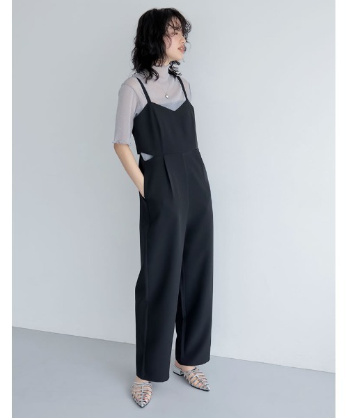 Re:EDIT（リエディ）の「[低身長/高身長サイズ有]カットツイルサイドカッティングデザインオールインワン（つなぎ/オールインワン・レディース・ブラック/オフホワイト/チャコールグレー/ベージュ・SHORT/MEDIUM/TALL/LARGE）」の3枚目の写真