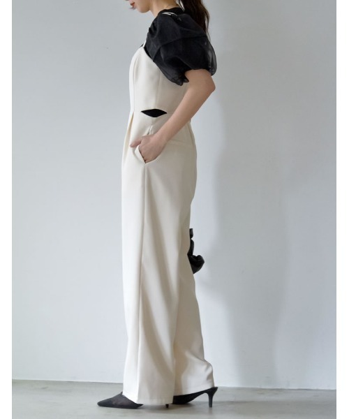 Re:EDIT（リエディ）の「[低身長/高身長サイズ有]カットツイルサイドカッティングデザインオールインワン（つなぎ/オールインワン・レディース・ブラック/オフホワイト/チャコールグレー/ベージュ・SHORT/MEDIUM/TALL/LARGE）」の14枚目の写真