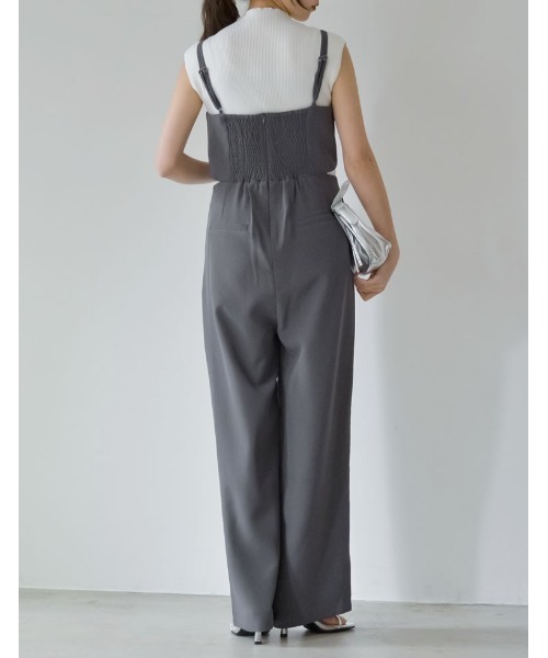 バックカッティングシャツオールインワン Sサイズ セール】[低身長/高身長サイズ有]カットツイルサイド