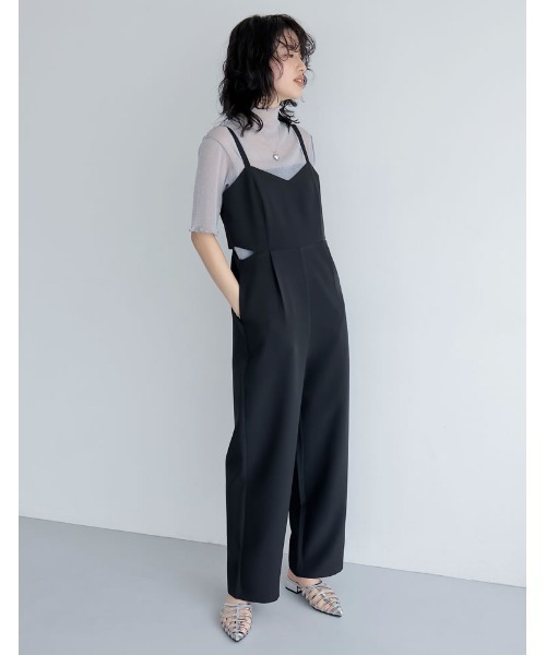 Re:EDIT（リエディ）の「[低身長/高身長サイズ有]カットツイルサイドカッティングデザインオールインワン（つなぎ/オールインワン・レディース・ブラック/オフホワイト/チャコールグレー/ベージュ・SHORT/MEDIUM/TALL/LARGE）」の9枚目の写真