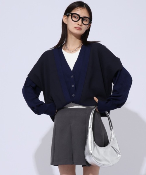 ENIM BY VICKY（エニムバイビッキー）の「2WAYニットカーディガン《手洗い可能》（カーディガン/ボレロ・レディース・ネイビー/ブラック・M）」の16枚目の写真