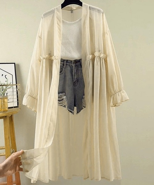Miniministore(ミニミニストア)の「サマーカーディガン レディース シフォン(カーディガン/ボレロ・レディース・ベージュ/ホワイト/ピンク/ブラック・FREE)」の3枚目の写真