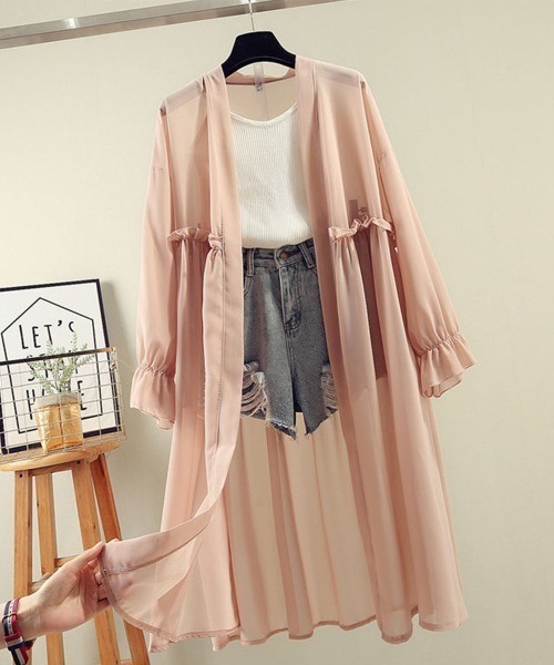 Miniministore(ミニミニストア)の「サマーカーディガン レディース シフォン(カーディガン/ボレロ・レディース・ベージュ/ホワイト/ピンク/ブラック・FREE)」の4枚目の写真