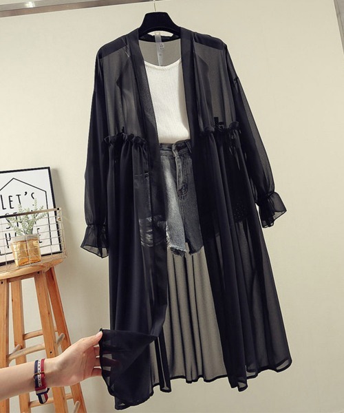 Miniministore(ミニミニストア)の「サマーカーディガン レディース シフォン(カーディガン/ボレロ・レディース・ベージュ/ホワイト/ピンク/ブラック・FREE)」の2枚目の写真