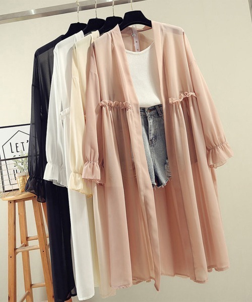 Miniministore(ミニミニストア)の「サマーカーディガン レディース シフォン(カーディガン/ボレロ・レディース・ベージュ/ホワイト/ピンク/ブラック・FREE)」の6枚目の写真