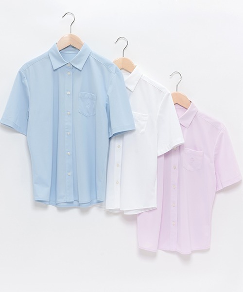 pom ponette junior（ポンポネットジュニア）の「【UVカット・吸水速乾】半袖カットシャツ（シャツ/ブラウス・キッズ・サックスブルー/ホワイト/ライトピンク・L/M/LL/S）」の4枚目の写真