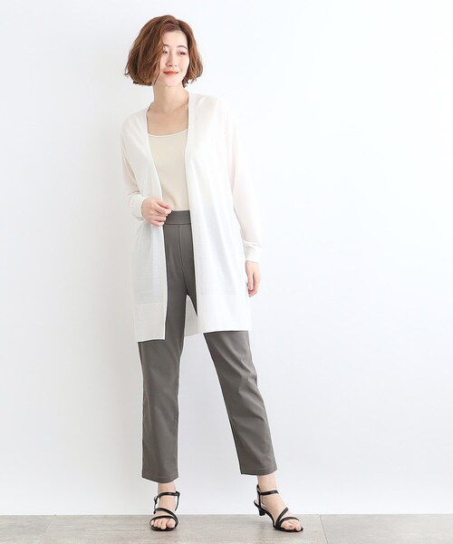 grove（グローブ）の「◆【洗える／接触冷感／UVカット】ベーシックロングカーディガン（カーディガン/ボレロ・レディース・ライトグレー/ナチュラル/オフホワイト/ブラック・03/02/01/04/05）」の12枚目の写真
