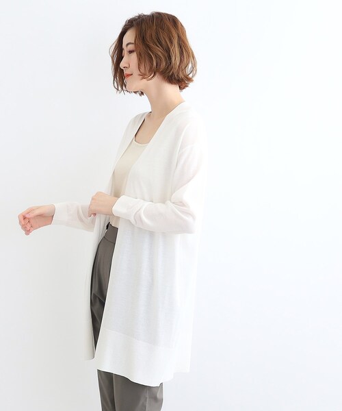 grove（グローブ）の「◆【洗える／接触冷感／UVカット】ベーシックロングカーディガン（カーディガン/ボレロ・レディース・ライトグレー/ナチュラル/オフホワイト/ブラック・03/02/01/04/05）」の14枚目の写真