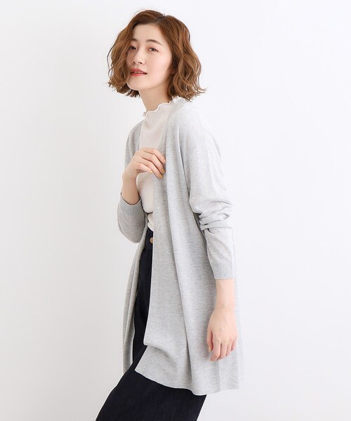 grove（グローブ）の「◆【洗える／接触冷感／UVカット】ベーシックロングカーディガン（カーディガン/ボレロ・レディース・ライトグレー/ナチュラル/オフホワイト/ブラック・03/02/01/04/05）」の5枚目の写真